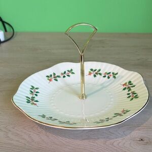 Elegant Cream and Gold Two-Tier Serving Tray